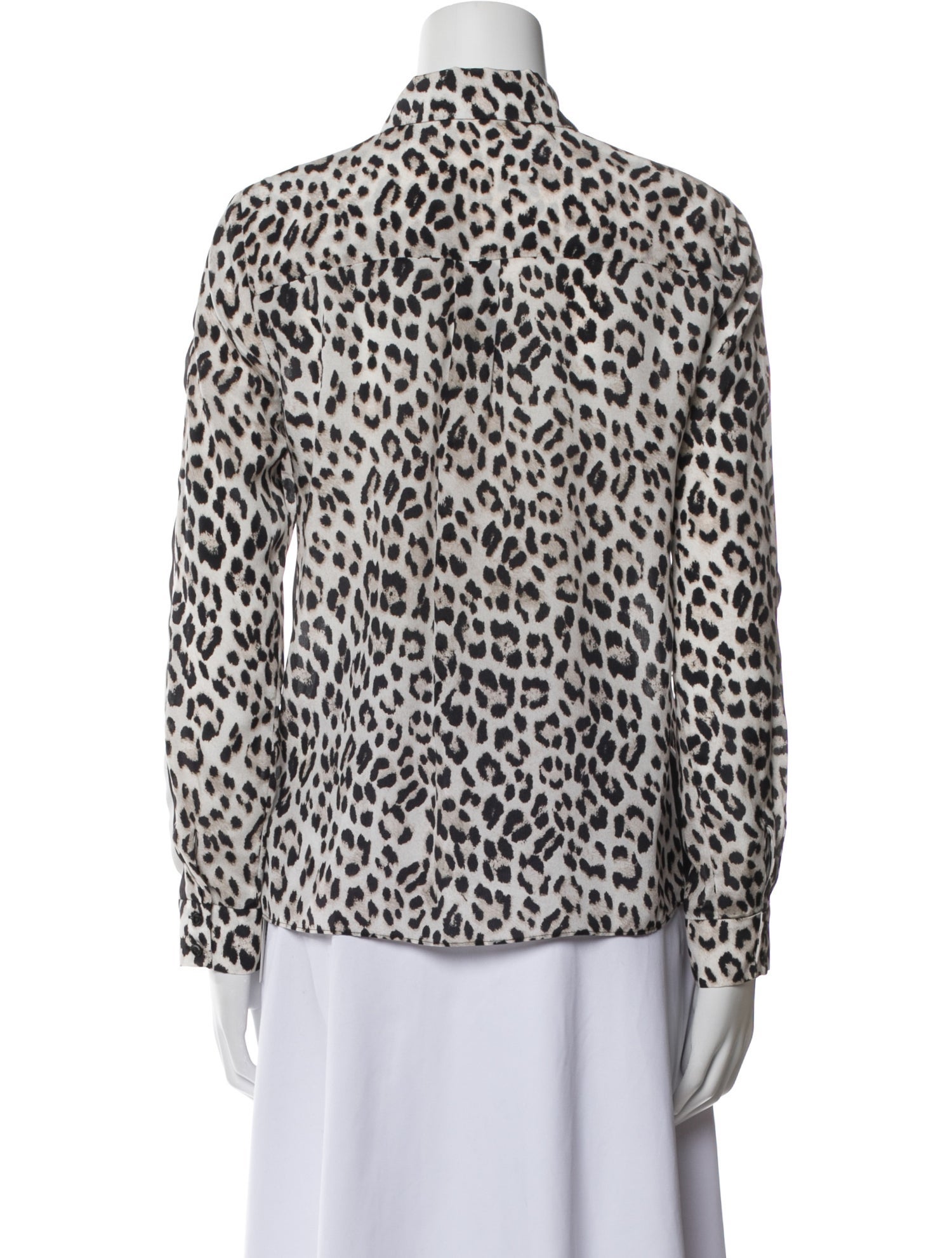 Alice + Olivia Silk Animal Print Button-Up Top